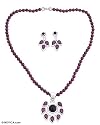 Garnet jewelry set, 'Sparkle' 0.2" W 15.8" L