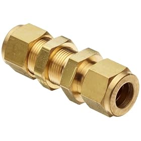 Parker 6BC6-B Brass A-LOK Bulkhead Union 1/4" Compression 3/8" Compression