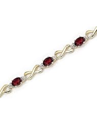 10kt Yellow Gold Oval Garnet and Diamond Bracelet