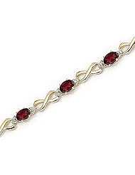 10kt Yellow Gold Oval Garnet and Diamond Bracelet