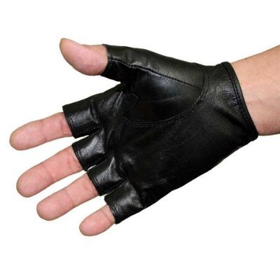送料無料 バイク用 グローブ ◎ 半指 レザーグローブ （ブラック）