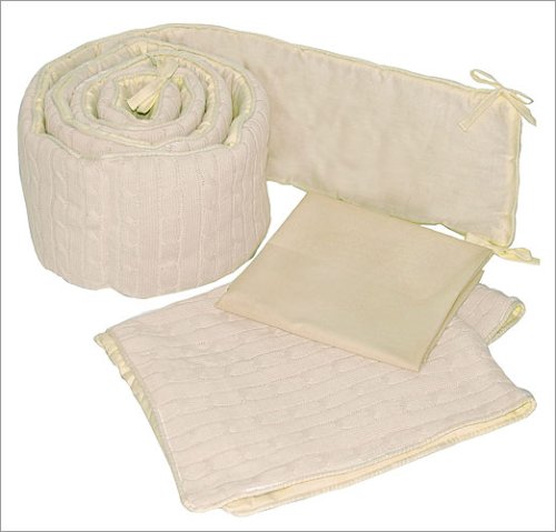 Tadpoles Basics 3 Piece Cable Knit Cradle Set - Natural