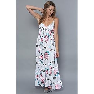 Joyrich The Versus Floral Maxi Dress in Off White,Dresses for Women