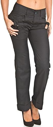 Style NY Women's Button Tab Skinny Fashion Pants - Black - 12