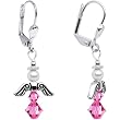 Handmade October Birthstone Angel Silver Plated Earrings MADE WITH SWAROVSKI ELEMENTS