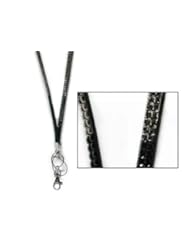 Black Rhinestone ID Badge Keychain Card Holder