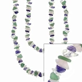 Genuine Amethyst, Aventurine, Rose Quartz, and Crystal Stone Chip One Strand Layer... by Amethyst Crystals