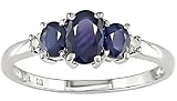 10K White Gold .02 ctw Diamond and Sapphire Ring
