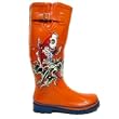 Womens Orange Navy Fish Festival Ladies Wellies Wellington Boots