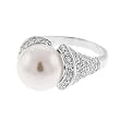 Sterling Silver Ring with Large White Pearl / CZs - Ring Sizes: 5-9
