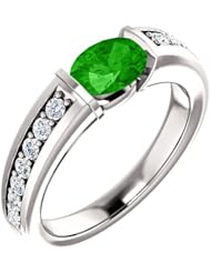 10K White Gold 7.00x5.00mm Oval Cut Tsavorite and Diamond Ring -- LIFETIME WARRANTY