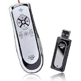 SP400 Smart-Pointer (Silver/Chrome) 2.4Ghz RF Wireless Presenter with Mouse Function and Laser Pointer