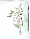 Fairway Needlecraft 83345 Perle Edge Pillowcases, Elk Design, Standard, White