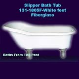63" SLIPPER CLAWFOOT TUB, Raised back antique style-Fits 2 people Comfortably-WHITE FEET