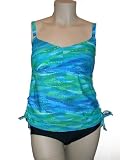 Womens Delta Burke Plus Size Tankini Swimsuit - Bikini High waist Briefs Swimwear - Turuoise Green 14W-26W