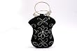 Bougainvillea Evening Bag-Black w/Clear Stones and Ring Handle