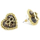 Betsey Johnson Lovely Leopard Heart Stud Earri