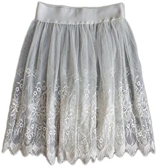 Dreamlan Women's Lace Half Skirts 1 Layers for underdress White