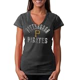 MLB Touch by Alyssa Milano Pittsburgh Pirates Women's Fire Drill V-Neck T-Shirt - Black (X-Large)
