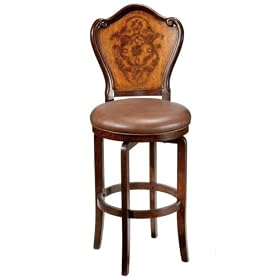 Click here to buy Lyon Swivel Bar Stool Brown Vinyl Oak brown by Home Decorators Collection.