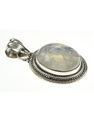 925 Sterling Silver RAINBOW MOONSTONE Pendant, 1.38", 6.15g