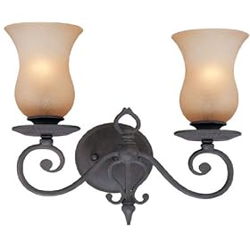 Troy Lighting B1302FI Portobello 2 Light Bath Vanity Light in French Iron with Gradated... by Troy