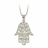 Sterling Silver Filigree Hamsa Hand Pendant