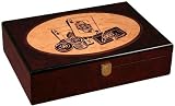 Glossy Wooden Poker Chip Case - Holds 200 Chips, 2 Decks of Playing Cards and Dice