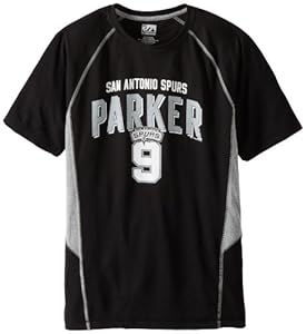 NBA San Antonio Spurs Men's Tony Parker 9 Jump Hook T-Shirt, Black/Steel/Stone Gray/White, Medium