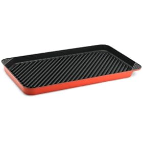 Chef's Design Aluminum 20-by-12-Inch Ribbed Nonstick Grill, Sunrise Red by Chef's Design