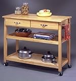 Kitchen Cart with Wood Top in Natural Finish