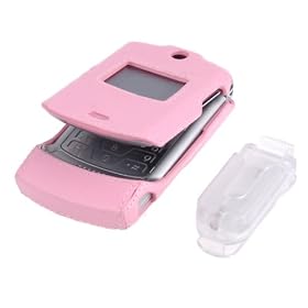 Leather Wrapped Thin Shell Light Pink - Motorola Razr V3, V3c, V3i