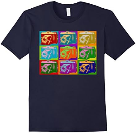 Men's Camera Pop Art Shirt Graphic Camera Photographer TShirt Medium Navy