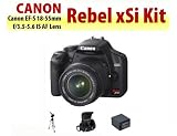 Canon EOS Digital Rebel xSi (EOS-450D) Digital SLR Camera With 18-55mm Lens Kit + Medium Size Tripod + Soft Deluxe Carrying Case + Extra Extended Life Battery