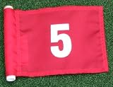 White Numbered - Red Jr. (8 L x 6 H ) Marker Flags For Golf & Putting Green Applications, #5