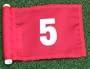 White Numbered - Red Jr. (8" L x 6" H ) Marker Flags For Golf & Putting Green Applications, #5