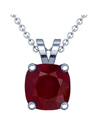 Platinum Cushion Cut Ruby Solitaire Pendant