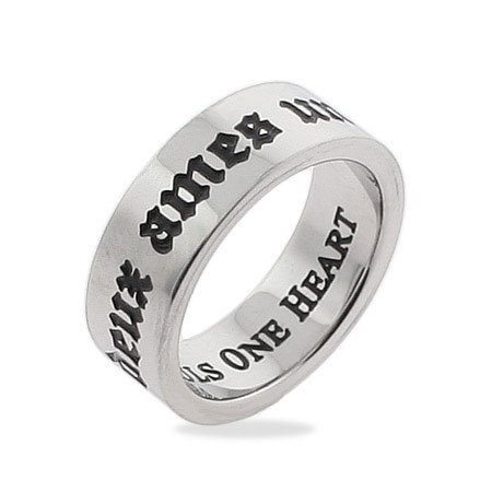 Eve's Addiction Two Souls One Heart Stainless Steel Poesy Ring