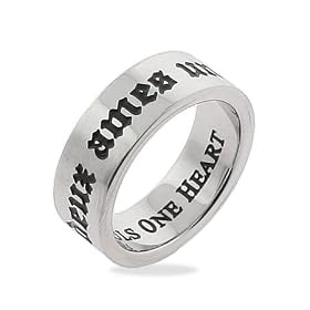 Two Souls One Heart Stainless Steel Poesy Ring