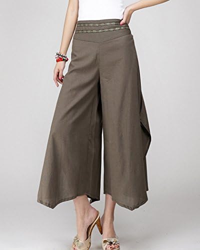 Aivtalk Womens Casual Pants Wide Leg Long Loose Trousers - Army green