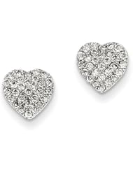 14k White Gold Diamond Heart Post Earrings