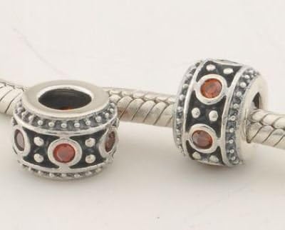 DUMAN 1pc 925 Sterling Silver Beads Charms Red Crystal Beads Compatible with Pandora Chamilia Kay Troll European Bracelets