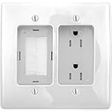 Bryant Electric RR1512W 2-Gang Recessed TV Connection Outlet Plate with 15 Amp 125V Tamper-Resistant Duplex Receptacle with One Pass-Thru Opening, White