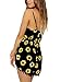 Moxeay® Women Vintage V Neck Straps Sunflower Print Jumpsuit (L)