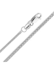 14K White Gold 1.1mm Braided Wheat Chain Necklace with Lobster Claw Clasp