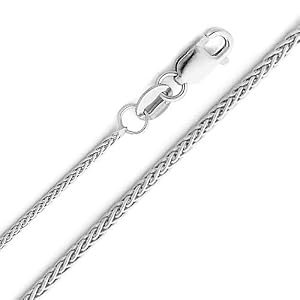 14K White Gold 1.1mm Braided Wheat Chain Necklace with Lobster Claw Clasp - 18