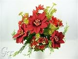 Artificial Silk Flower Poinsettia Queen Annes Lace Bush (Red) from GT Decorations