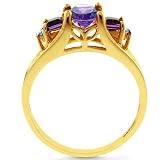 10K Yellow Gold Amethyst & Diamond Accent Ring 10K Yellow Gold Amethyst & Diamond Accent Ring
