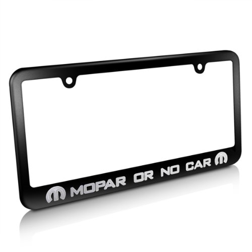 Mopar or No Car Matte Black Metal License Plate Frame for Dodge Jeep