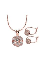 XiangGang ShaoGi 18k White Gold, Round Diamond Ball Fashion Sets, White And Silver - 18 inch